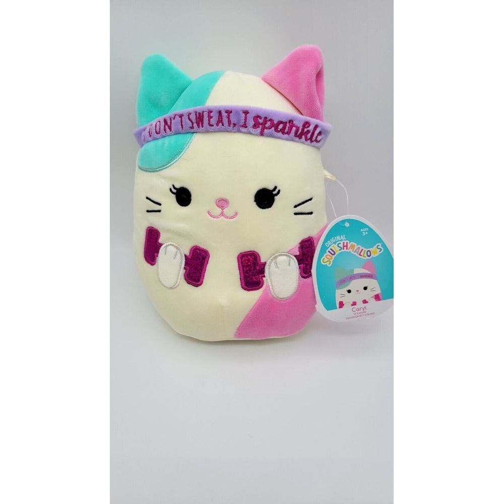 Squishmallow 8 In Caryl the‎ Cat Sparkles workout Wellness Squad Aerobics bundle